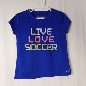 BCG Girls Youth Royal Blue Soccer Short Sleeve Tee Sz XS 6-6X Live Love Soccer